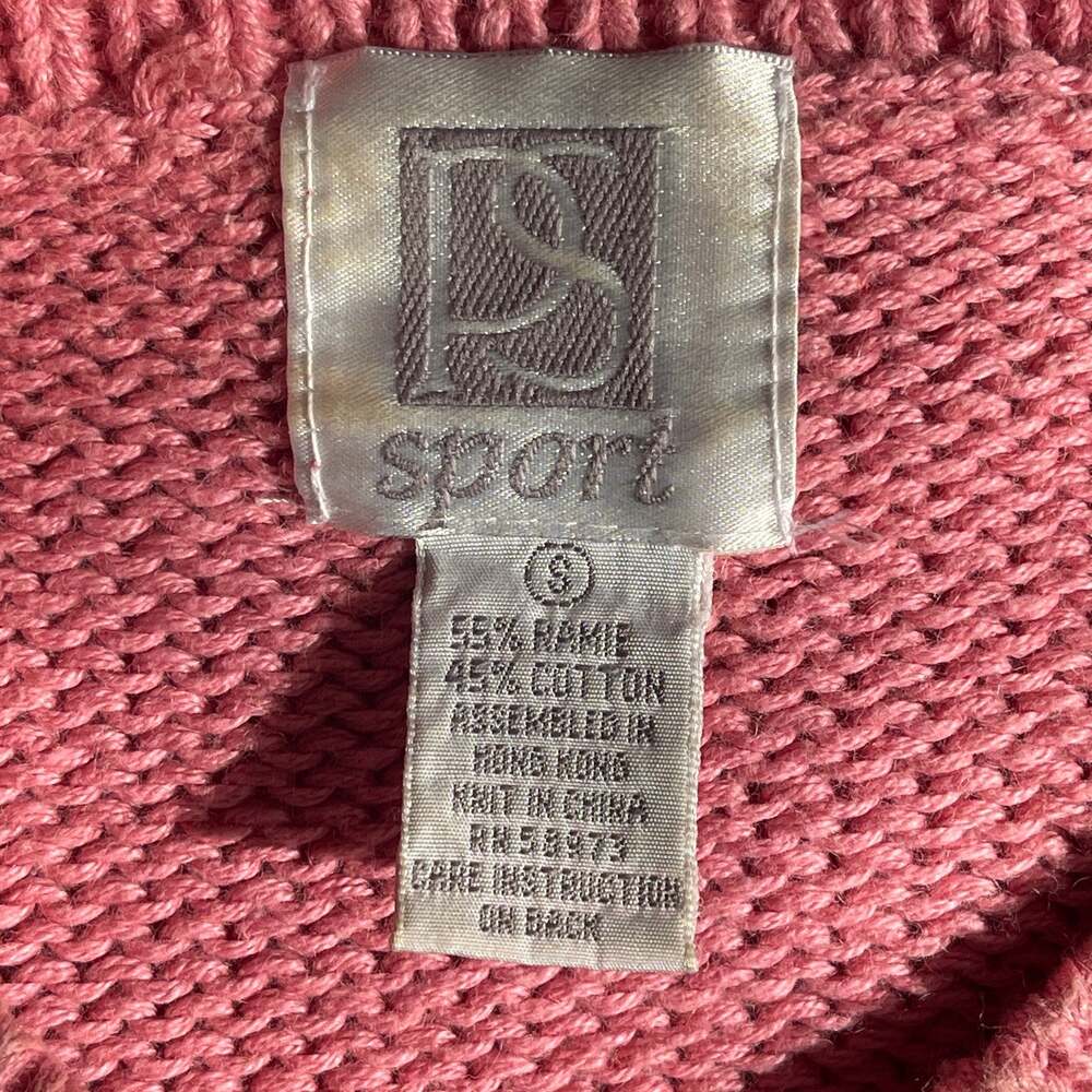 VINTAGE 80s PS Sport Floral Lattice Embellished Argyle Sweater Size Small - Picture 5 of 6